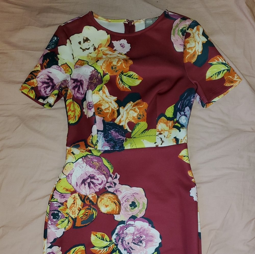 Maroon floral dress
